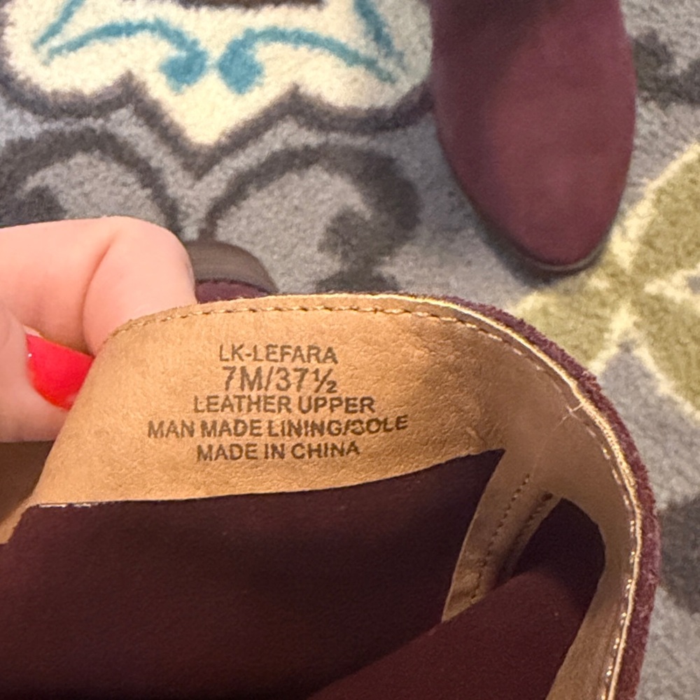 Lucky Brand Lafara Suede Mid Calf Riding Boots - Burgundy - Picture 6 of 7